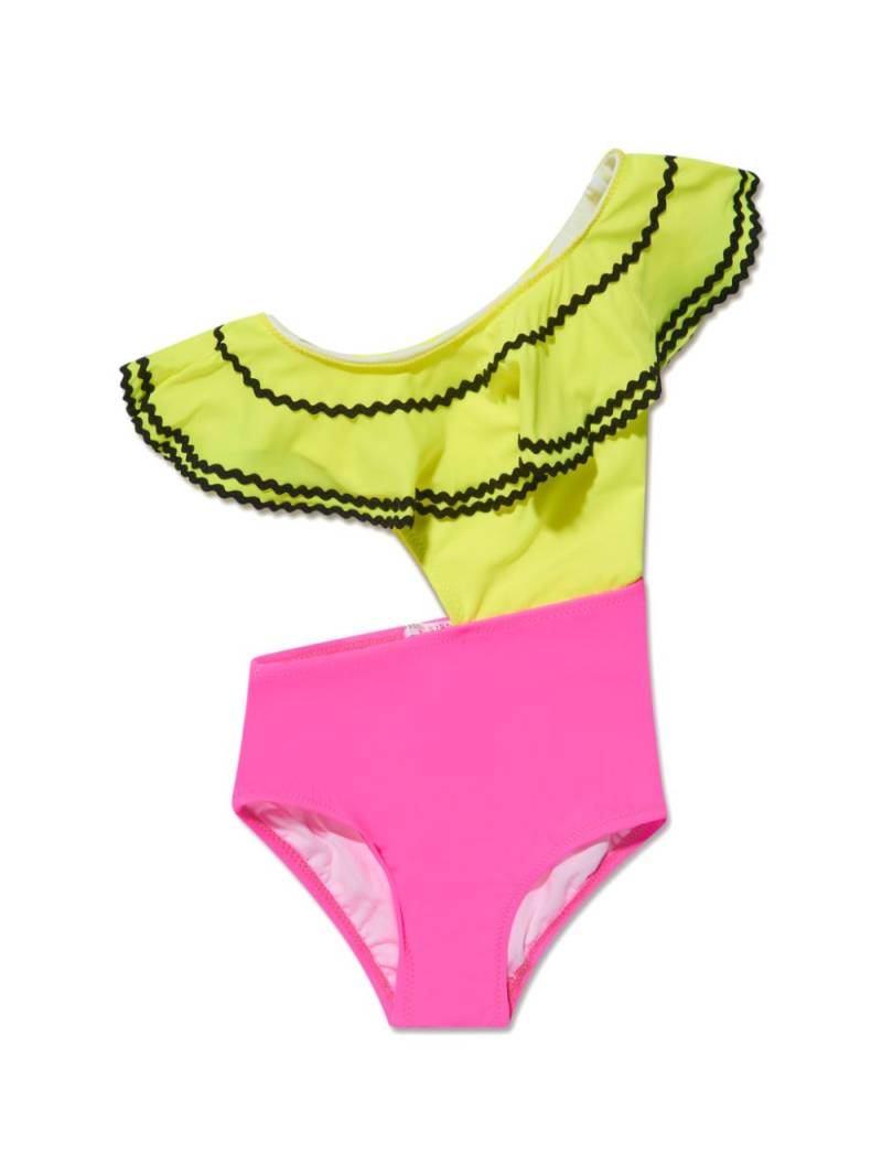 Nessi Byrd Kids Lizzy ruffle one-shoulder swimsuit - Yellow von Nessi Byrd Kids