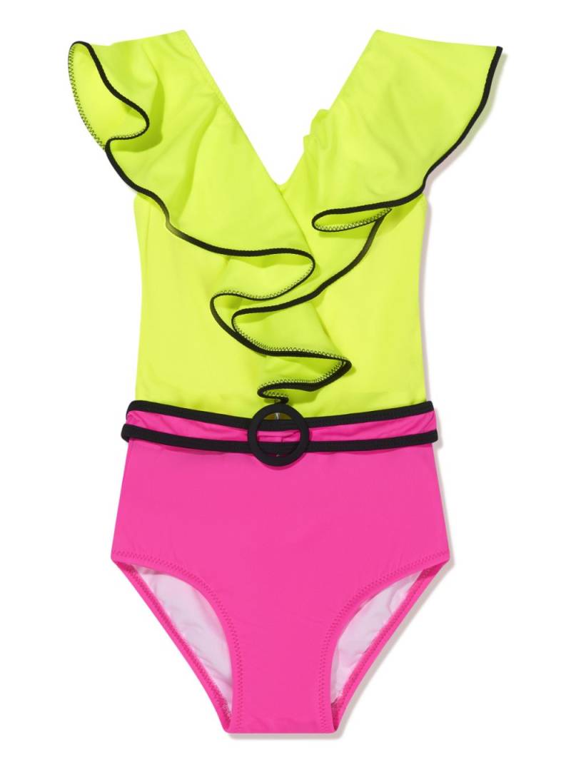 Nessi Byrd Kids V-neck belted swimsuit - Green von Nessi Byrd Kids