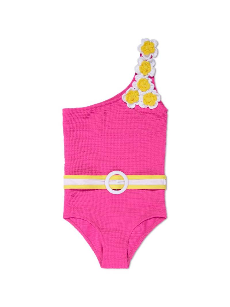 Nessi Byrd Kids crinkled one-shoulder swimsuit - Pink von Nessi Byrd Kids