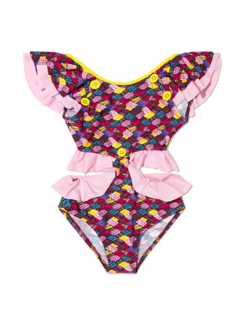 Nessi Byrd Kids cut-out detail ruffled swimsuit - Pink von Nessi Byrd Kids