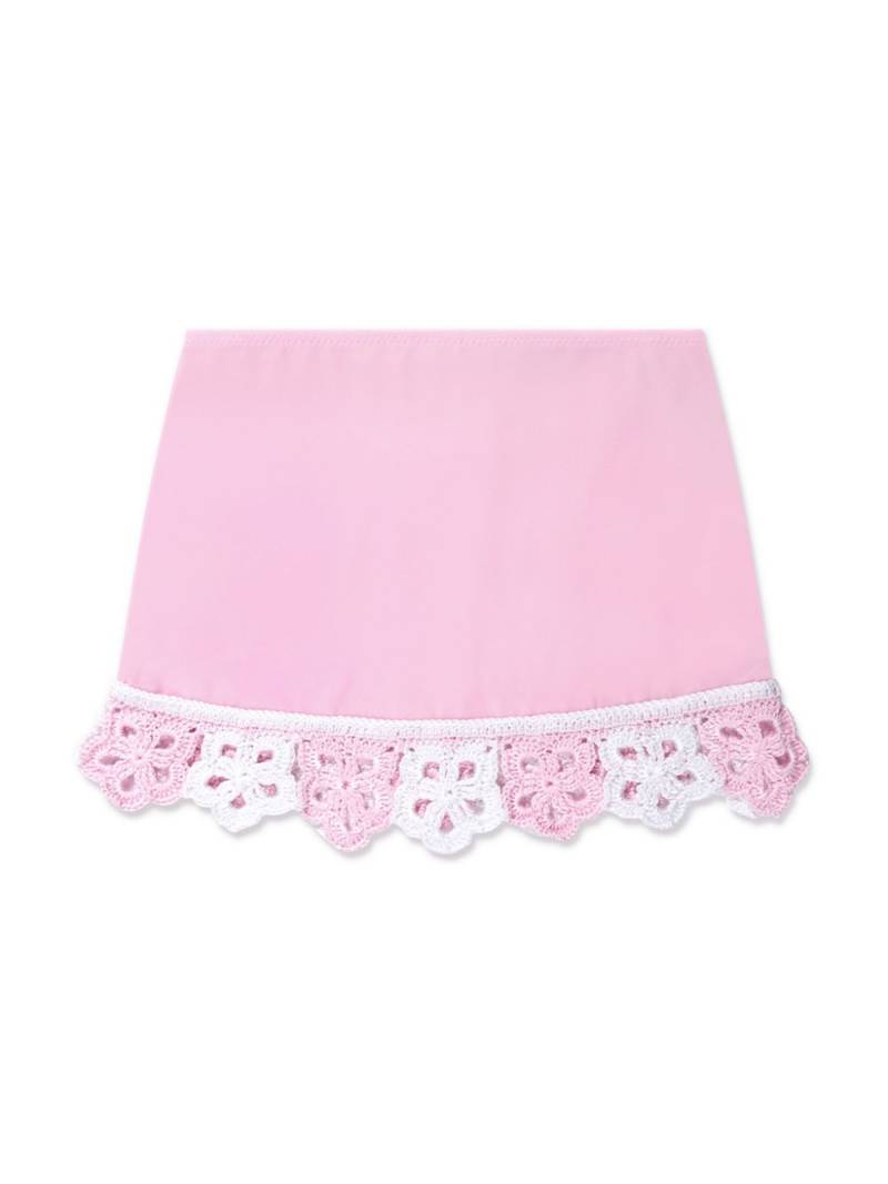 Nessi Byrd Kids floral appliqué-crochet miniskirt - Pink von Nessi Byrd Kids