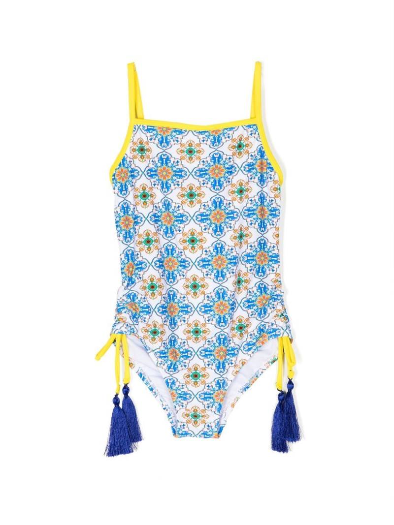 Nessi Byrd Kids geometric-print swimsuit - Multicolour von Nessi Byrd Kids