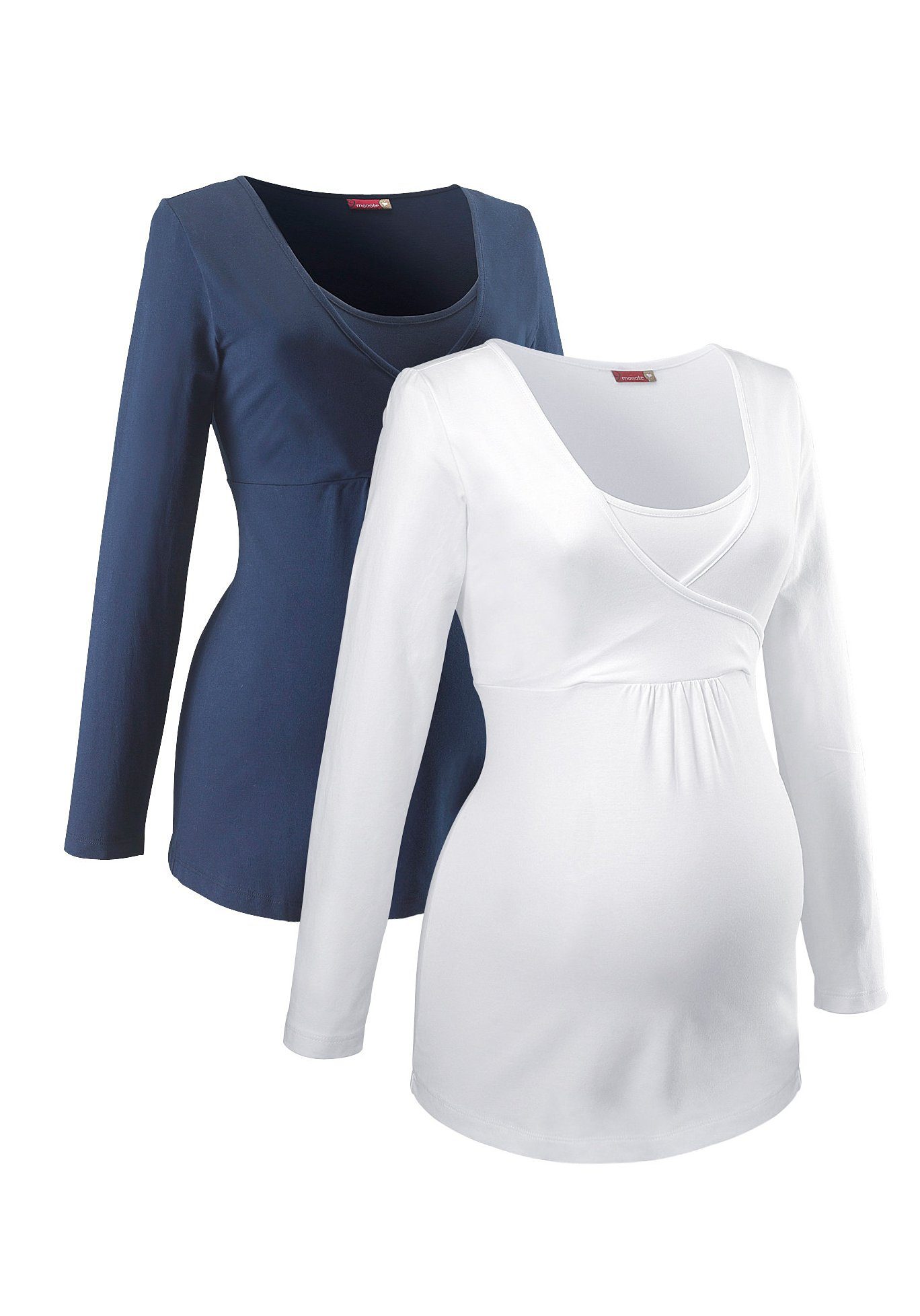 Neun Monate Umstandsshirt »2er Pack Shirts für Schwangerschaft und Stillzeit«, Langarm, Basic-Schnitt, unifarben, V-Ausschnitt, aus Jerseystoff Neun Monate Umstandsshirt »2er Pack Shirts für Schwangerschaft und Stillzeit«, Langarm, Basic-Schnitt, unifarben, V-Ausschnitt, aus Jerseystoff von Neun Monate