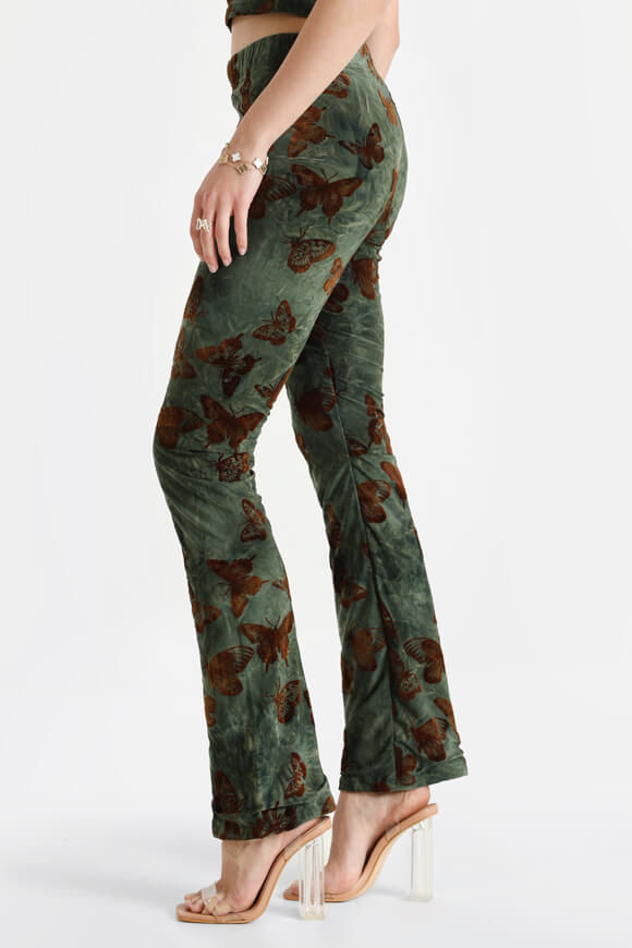 Nevertheless Bootcut Leggings | Grün + Braun | Damen  | L von Nevertheless