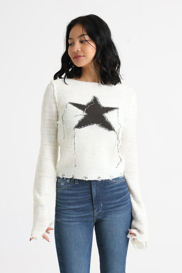 Nevertheless Crop Feinstrickpullover | Offwhite | Damen  | L von Nevertheless