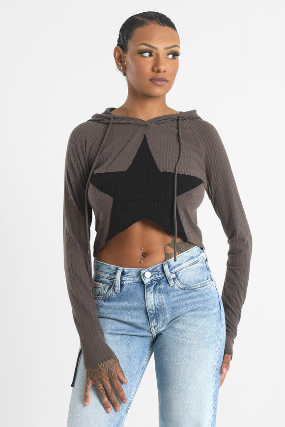 Nevertheless Crop Langarmshirt | Dunkelbraun | Damen  | L von Nevertheless