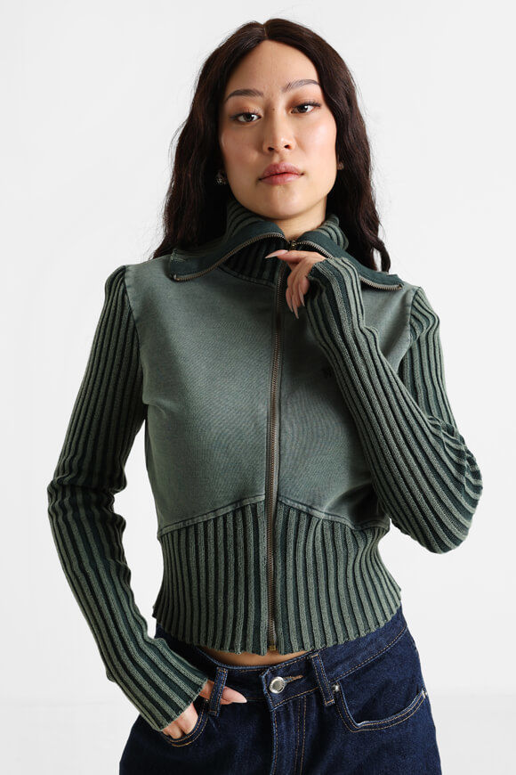 Nevertheless Crop Strickjacke | Dunkel Olive | Damen  | L von Nevertheless