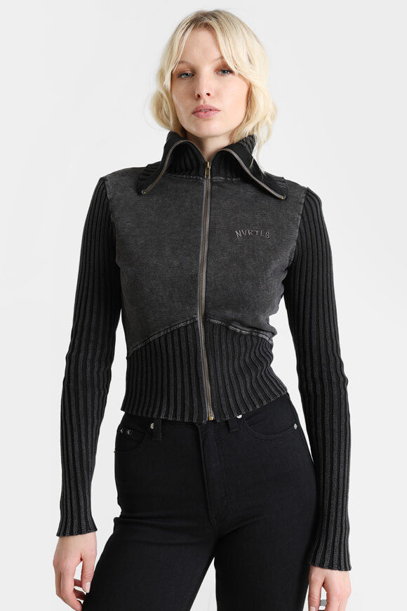 Nevertheless Crop Strickjacke | Schwarz meliert | Damen  | M von Nevertheless