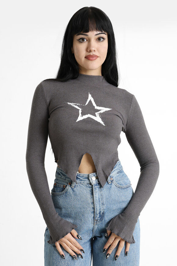 Nevertheless Geripptes Crop Langarmshirt | Grau | Damen | L Nevertheless Geripptes Crop Langarmshirt | Grau | Damen | L von Nevertheless