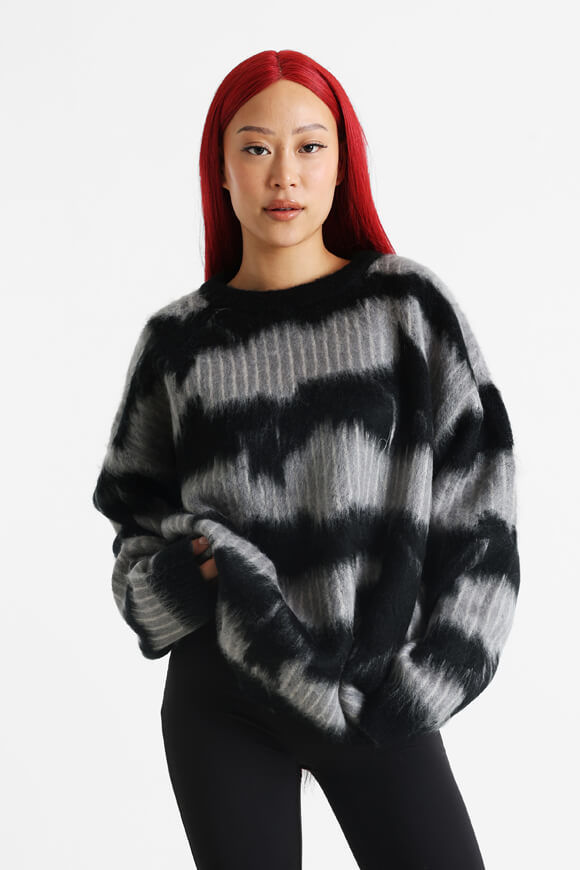 Nevertheless Oversize Hairy Strickpullover | Schwarz + Grau | Damen  | XS von Nevertheless