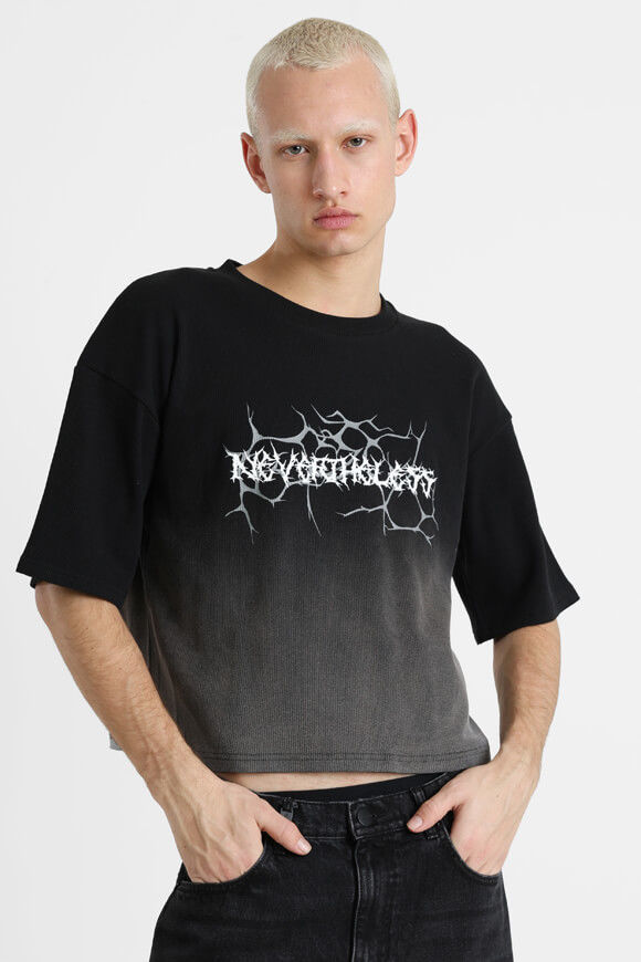 Nevertheless Strukturiertes T-Shirt | Schwarz + Grau | Herren  | M von Nevertheless