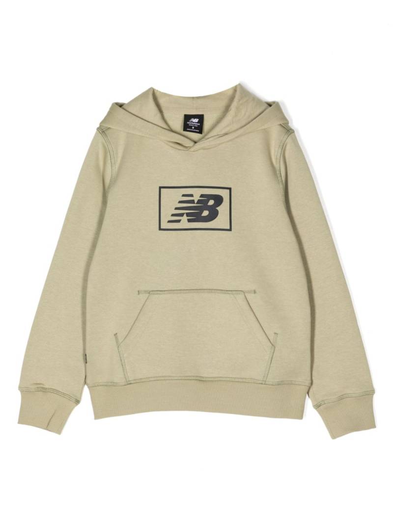 New Balance Kids logo-print pouch-pocket hoodie - Green von New Balance Kids