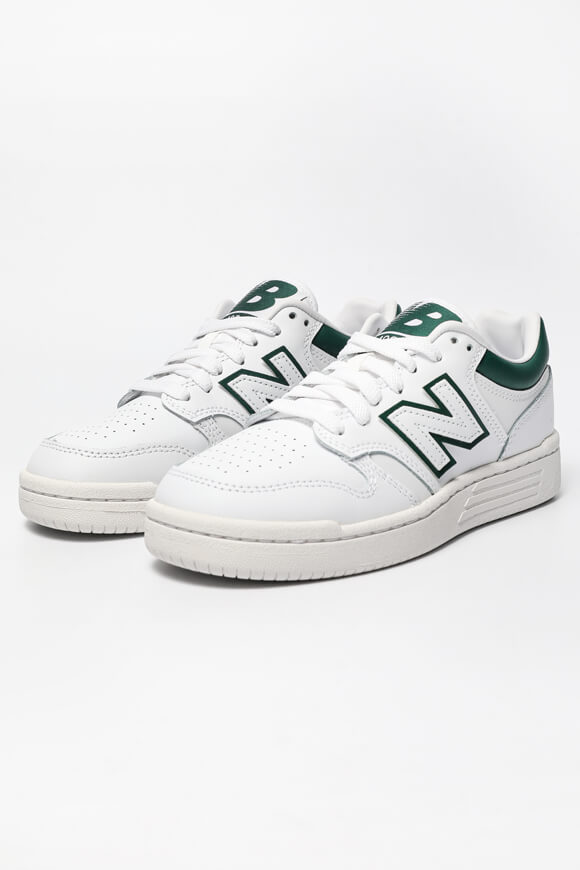 New Balance BB480 Sneaker | Weiss + Dunkelgrün | Damen  | EU37 von New Balance