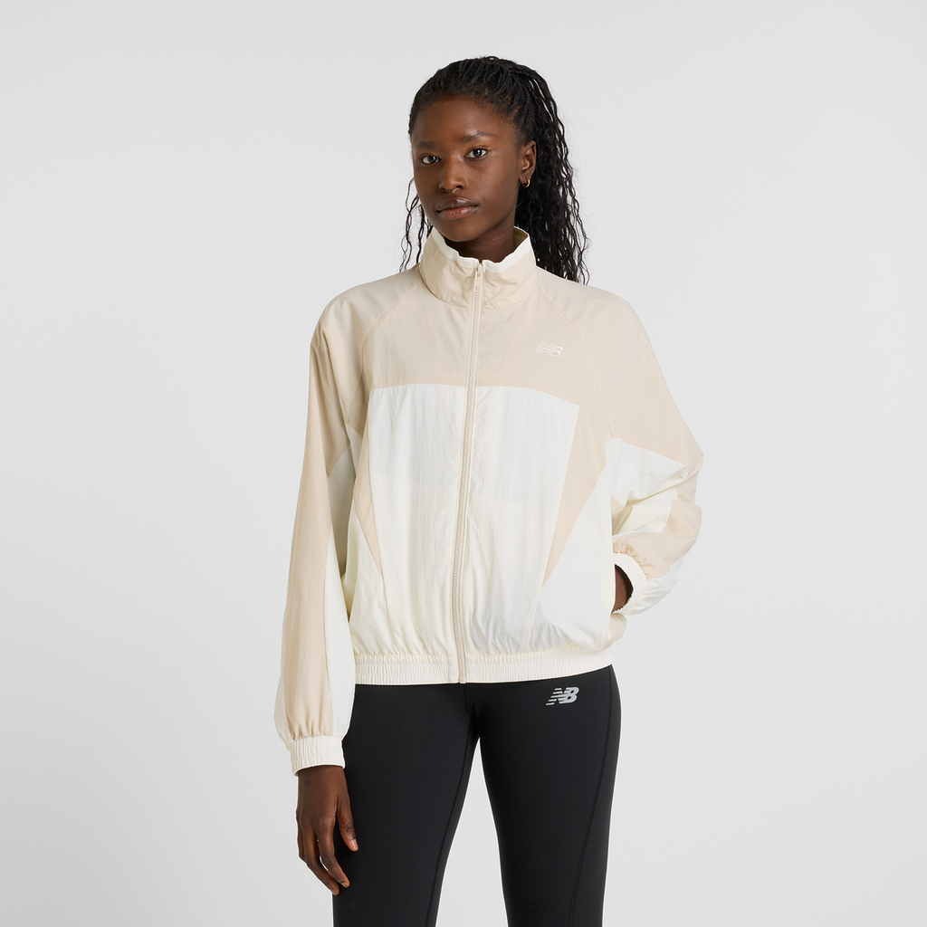 New Balance Color Blocked Woven Jacket Oversized Fit Damen, weiss, Grösse: XS von New Balance