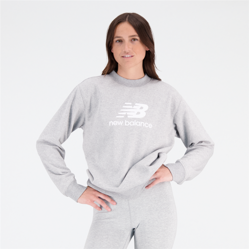 New Balance Damen Essentials Stacked Logo Crew - grau (Grösse: S) von New Balance