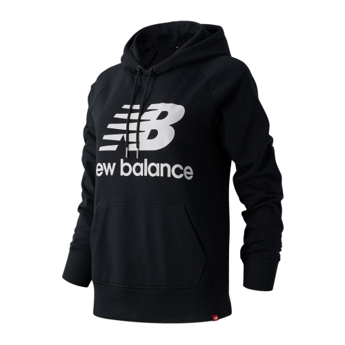 New Balance Damen Essentials Stacked Logo PO Hoodie - schwarz (Grösse: XS) von New Balance