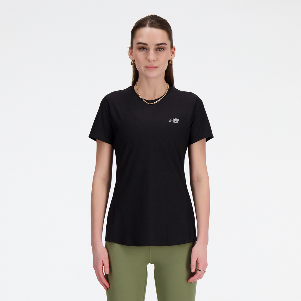 New Balance Damen Funktionsshirt W Jacquard  Sleeve, Schwarz, Slim Fit, ideal für Training, Fitness & Running von New Balance