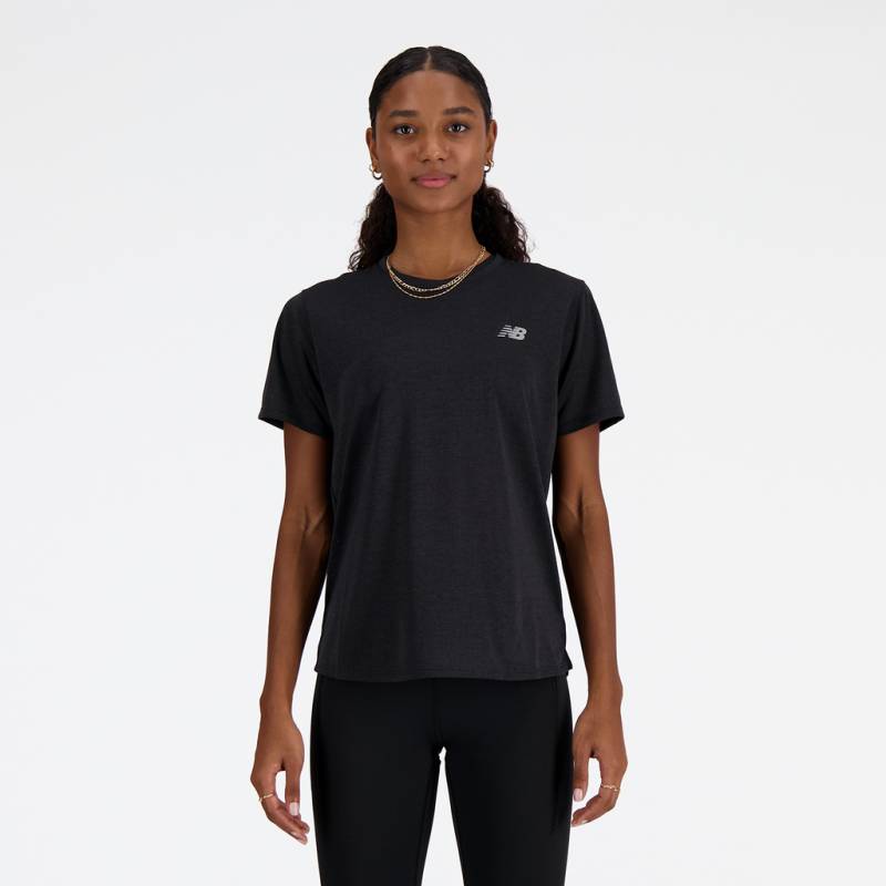 New Balance W NB Athletics Short Sleeve Regular Fit Damen, schwarz, Grösse: XS von New Balance