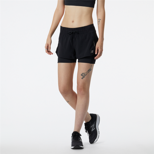 New Balance Damen Impact Run 2in1 Short - schwarz (Grösse: L) von New Balance