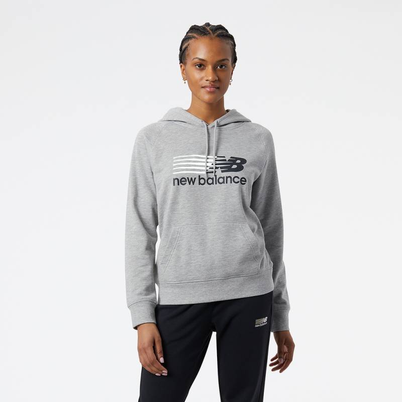 New Balance Damen Kapuzenpullover W NB Classic Hoodie, Grau, Relaxed Fit Fit, ideal für Freizeit & Reisen von New Balance