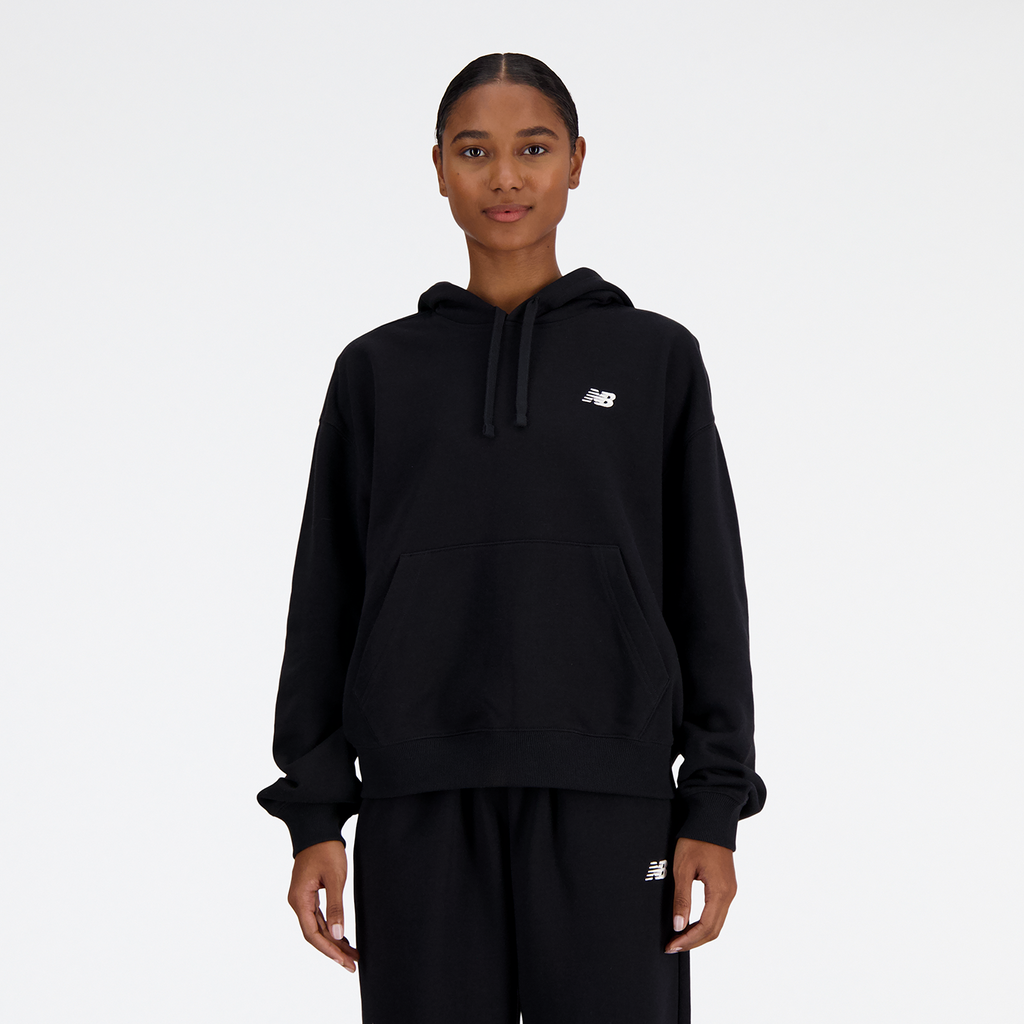 New Balance Damen Kapuzenpullover W Sport Essentials French Terry Small Logo Hoodie, Schwarz, Oversized Fit, ideal für Freizeit & Reisen von New Balance