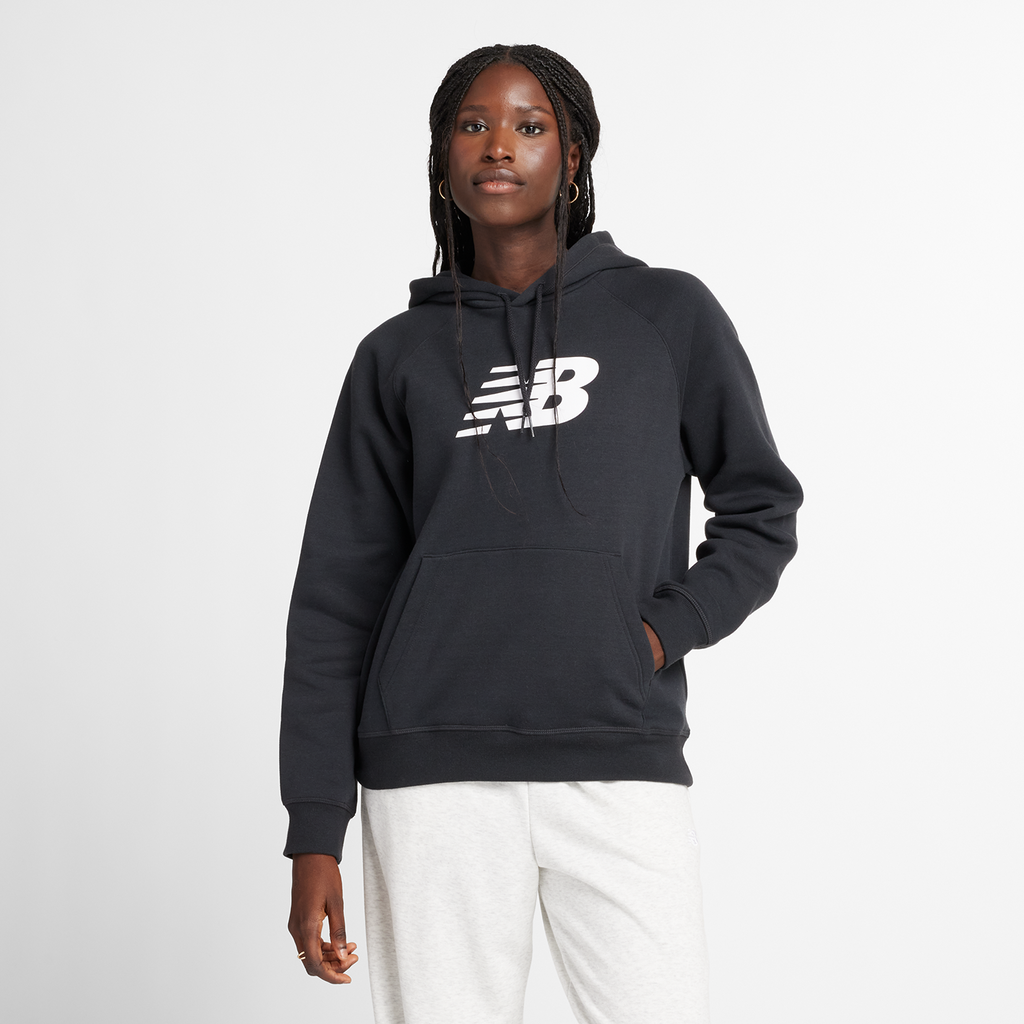 New Balance W Sport Fleece Logo Hoodie Relaxed Fit Damen, schwarz, Grösse: XS von New Balance