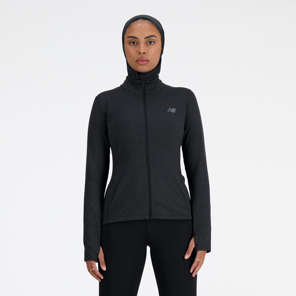 New Balance Damen Laufjacke W Space Dye Jacket, Schwarz, ideal für Training, Fitness & Running von New Balance