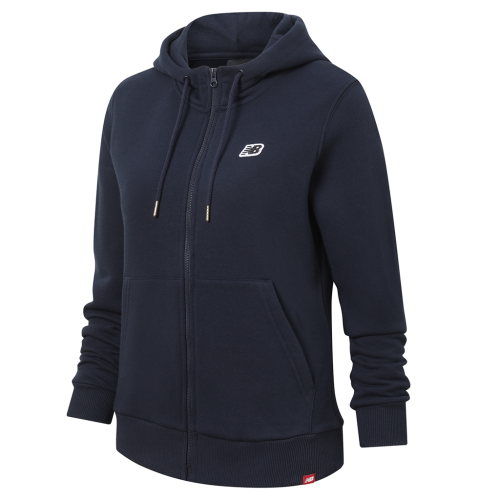 New Balance Damen NB Small Logo Zip Hoodie - blau (Grösse: L) von New Balance