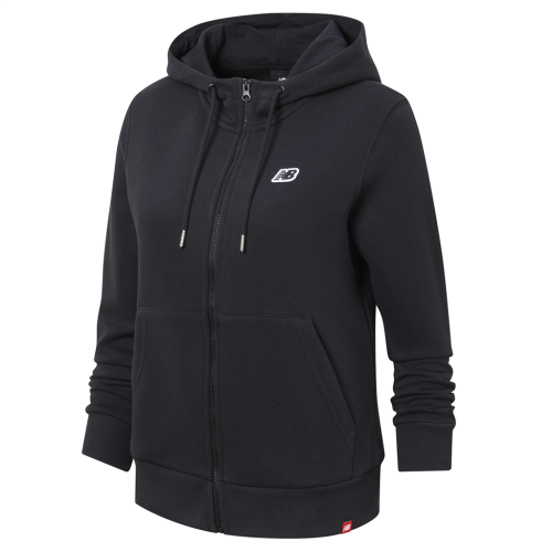 New Balance Damen NB Small Logo Zip Hoodie - schwarz (Grösse: S) von New Balance