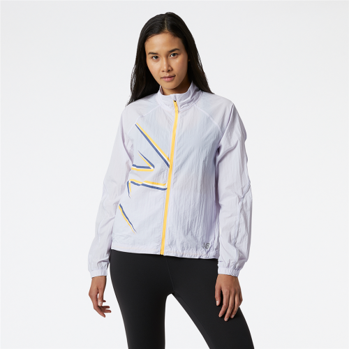 New Balance Damen Printed Impact Run Light Pack Jacket - violett (Grösse: S) von New Balance