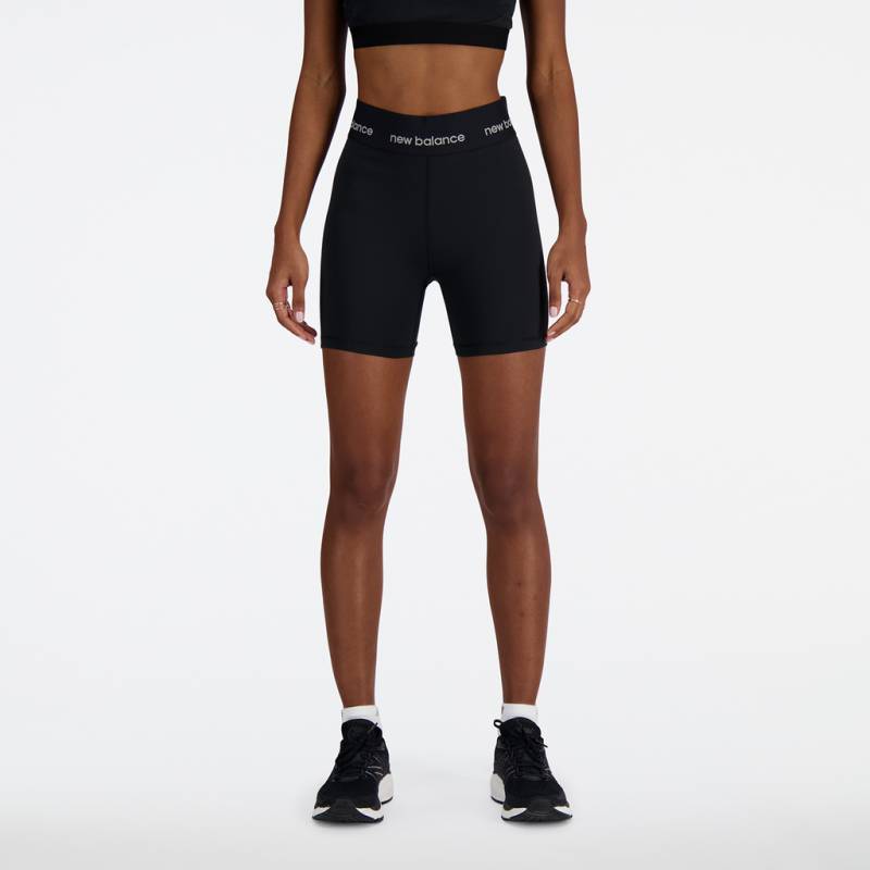 New Balance Damen Shorts W Sleek 5 Inch High Rise Biker , Schwarz, Fitted, ideal für Training, Fitness & Running von New Balance