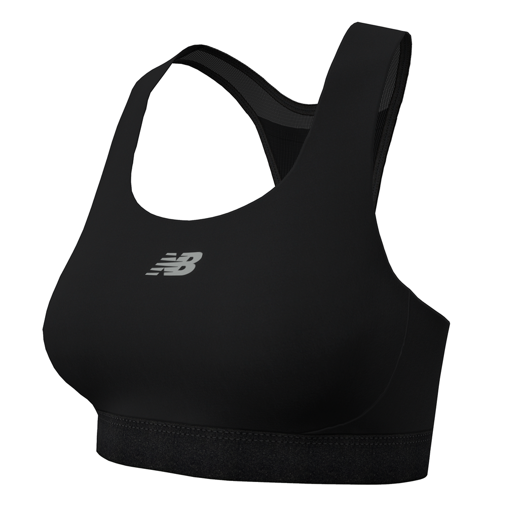 New Balance W NB Athletics Medium Support Sleek Sports Bra Fitted Damen, schwarz, Grösse: XS von New Balance