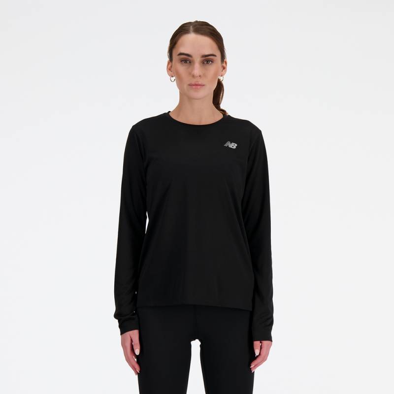 New Balance Damen Sweatshirt und Pullover W Sport Essentials Long Sleeve, Schwarz, Regular Fit, ideal für Training, Fitness & Running von New Balance