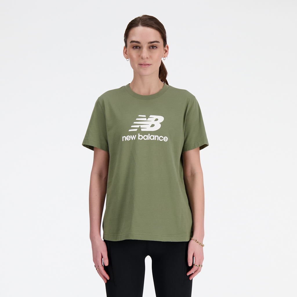 New Balance W Sport Essentials Jersey Logo T-Shirt Regular Fit Damen, schwarz, Grösse: XS von New Balance