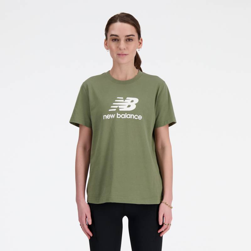 New Balance Damen T-Shirts W Sport Essentials Jersey Logo T-Shirt, Grün, Regular Fit, ideal für Freizeit & Reisen von New Balance