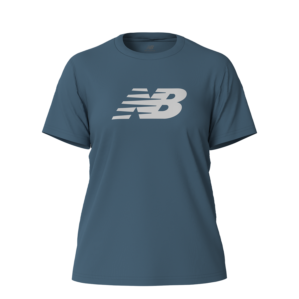 New Balance Damen T-Shirts W Sport Jersey Logo T-Shirt, Blau, Regular Fit, ideal für Freizeit & Reisen von New Balance