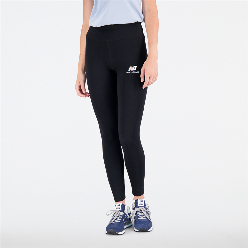 New Balance Damen Tight W Essentials Stacked Logo Legging, Schwarz, Fitted, ideal für Freizeit & Reisen von New Balance