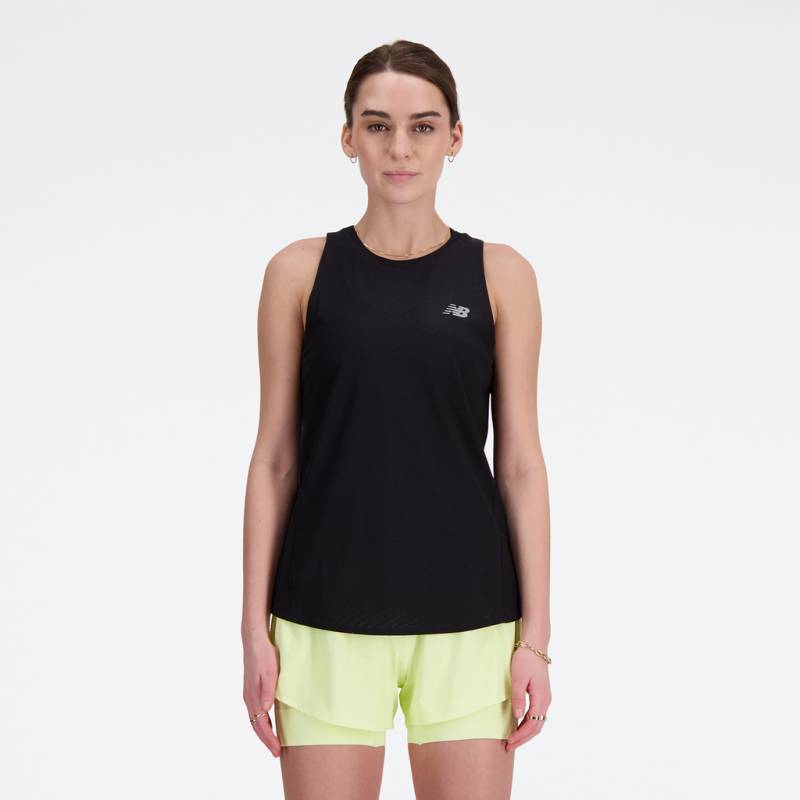 New Balance Damen Tops und Tanks W Jacquard Tank, Schwarz, Athletic Fit, ideal für Training, Fitness & Running von New Balance