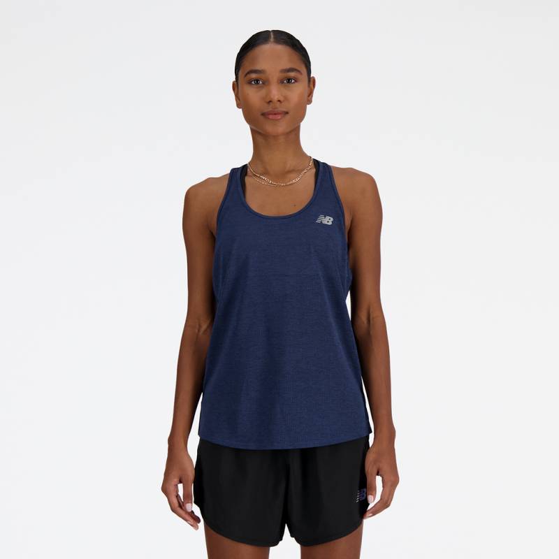 New Balance Damen Tops und Tanks W NB Athletics Tank, Blau, Athletic Fit, ideal für Training, Fitness & Running von New Balance