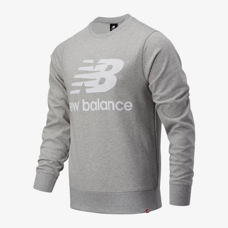 New Balance Essentials Stacked Logo Crew Athletic Fit Herren, grau, Grösse: S von New Balance