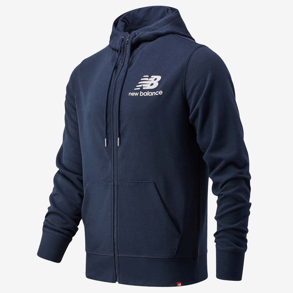 New Balance Essentials Stacked Logo Full Zip Hoodie Relaxed Fit Herren, blau, Grösse: S von New Balance