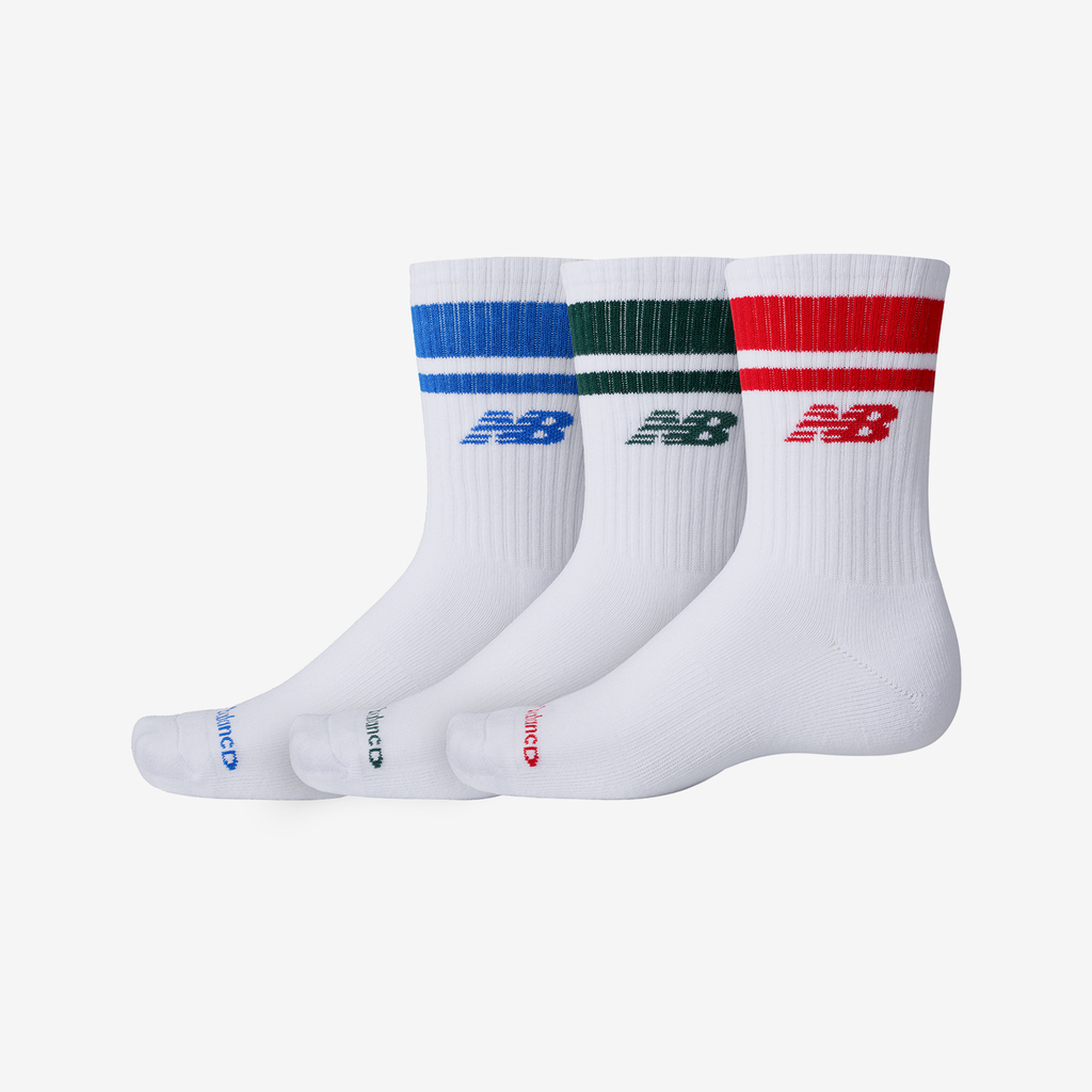 New Balance Everyday Stripe Midcalf 3 Pack  Unisex, weiss, Grösse: S von New Balance