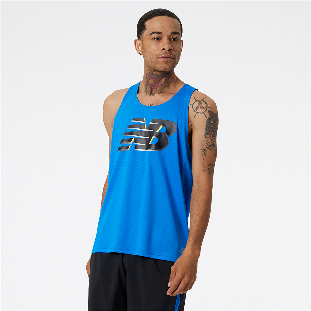 New Balance Graphic Accelerate Singlet Athletic Fit Herren, blau, Grösse: S von New Balance