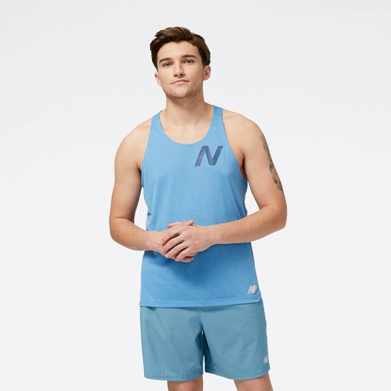 New Balance Graphic Impact Run Singlet Athletic Fit Herren, blau, Grösse: S von New Balance