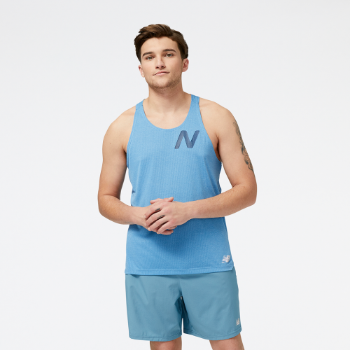 New Balance Graphic Impact Run Singlet - blau (Grösse: S) von New Balance