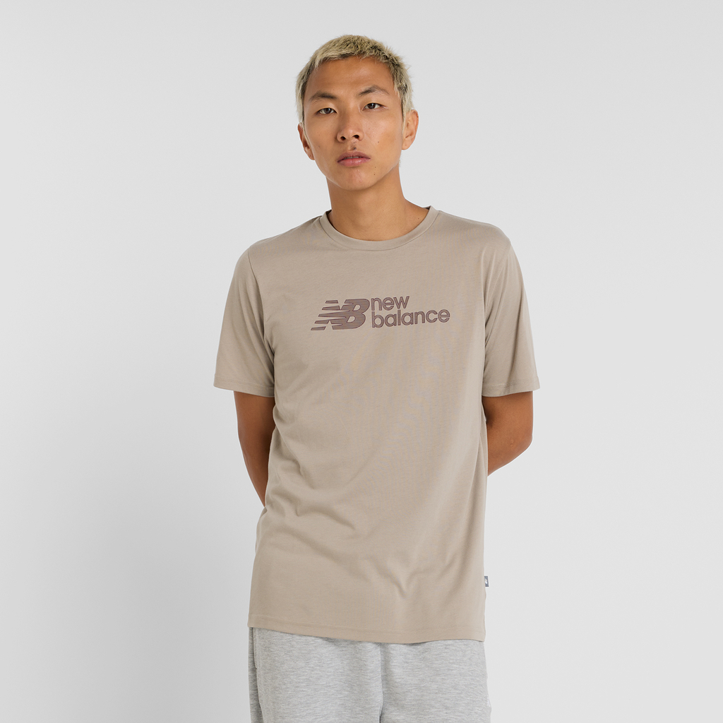 New Balance Heathertech Linear T-Shirt Regular Fit Herren, beige, Grösse: XS von New Balance