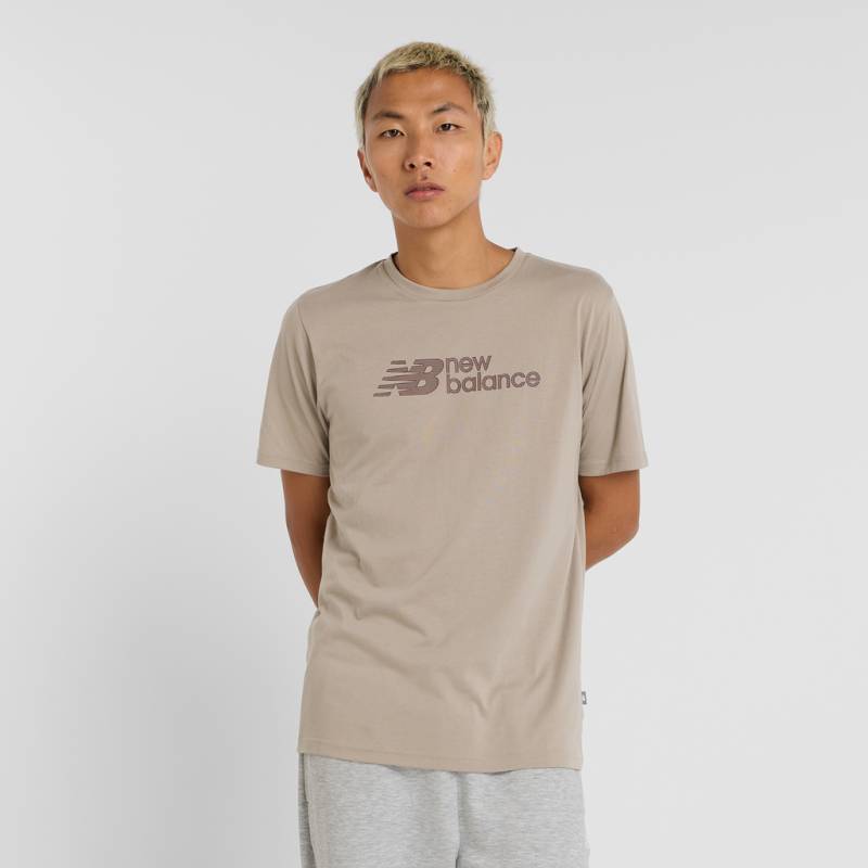 New Balance Heathertech Linear T-Shirt Regular Fit Herren, beige, Grösse: XS von New Balance