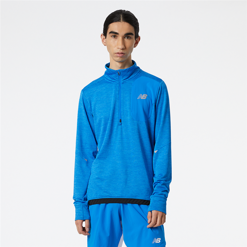 New Balance Impact Run Grid Back Half Zip Athletic Fit Herren, blau, Grösse: S von New Balance