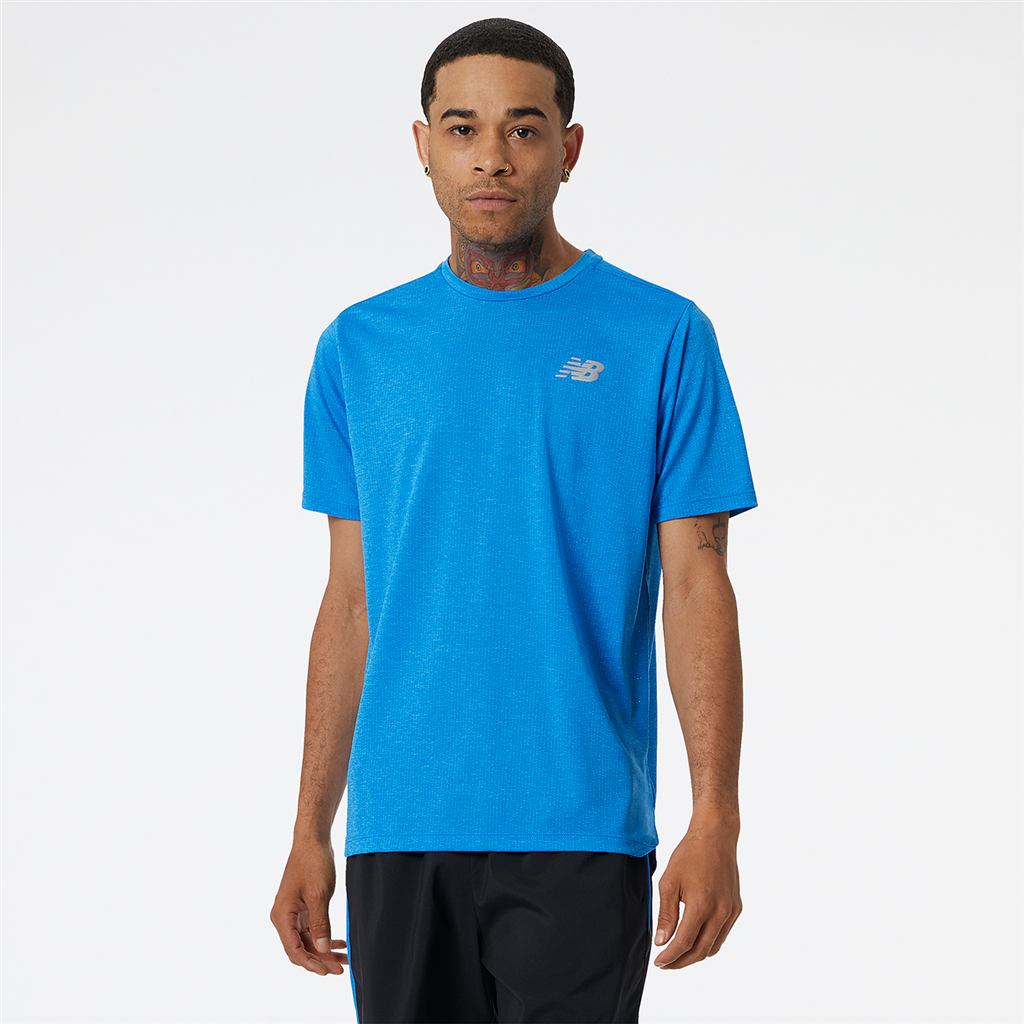 New Balance Impact Run Short Sleeve Athletic Fit Herren, blau, Grösse: S von New Balance