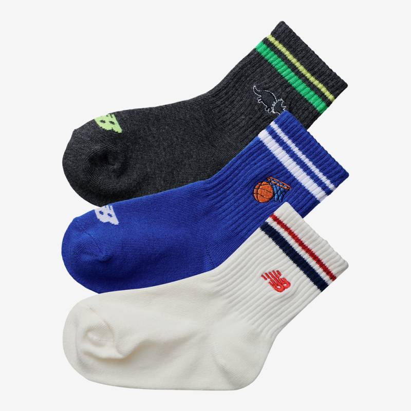 New Balance Kids Embroidery Midcalf Socks 3 Pair  Unisex, mehrfarbig, Grösse: S von New Balance